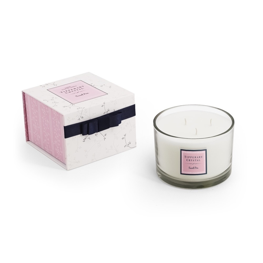 Tipperary Crystal Sweet Pea Scented Candle New in Box